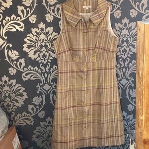 Sleeveless Plaid Button Front Dress